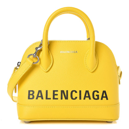 Balenciaga Signature Grained Calfskin Logo XXS Ville Top Handle Bag Jaune Black 1 of 8