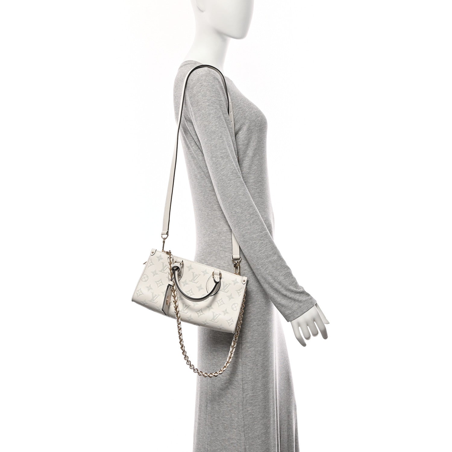 Louis Vuitton Calfskin Embossed Monogram OnTheGo East West White 2 of 10