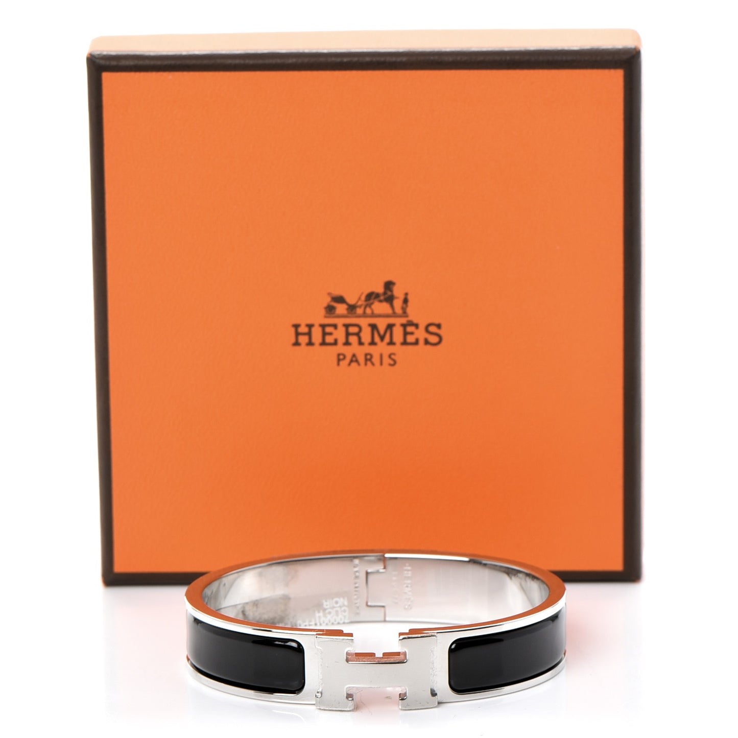 Enamel Narrow Clic Clac H Bracelet PM Black
