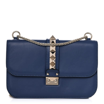 Valentino Garavani Vitello Medium Glam Lock Rockstud Flap Indigo 1 of 10