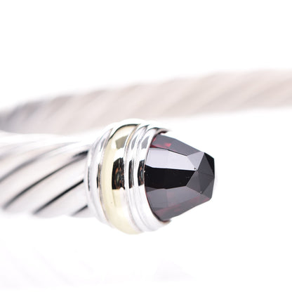 David Yurman Sterling Silver 14K Yellow Gold Garnet 7mm Cable Classics Bracelet 6 of 6