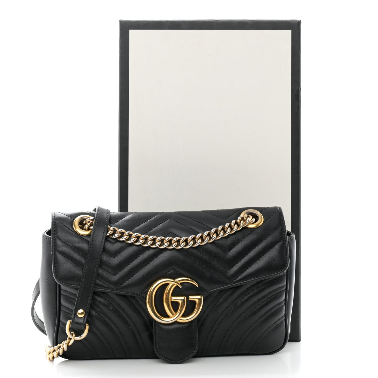 Calfskin Matelasse Small GG Marmont Shoulder Bag Black