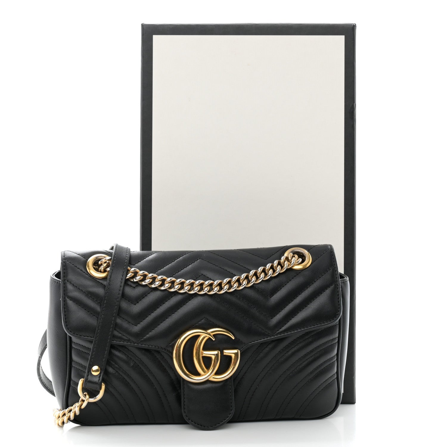 Gucci Calfskin Matelasse Small GG Marmont Shoulder Bag Black 12 of 12