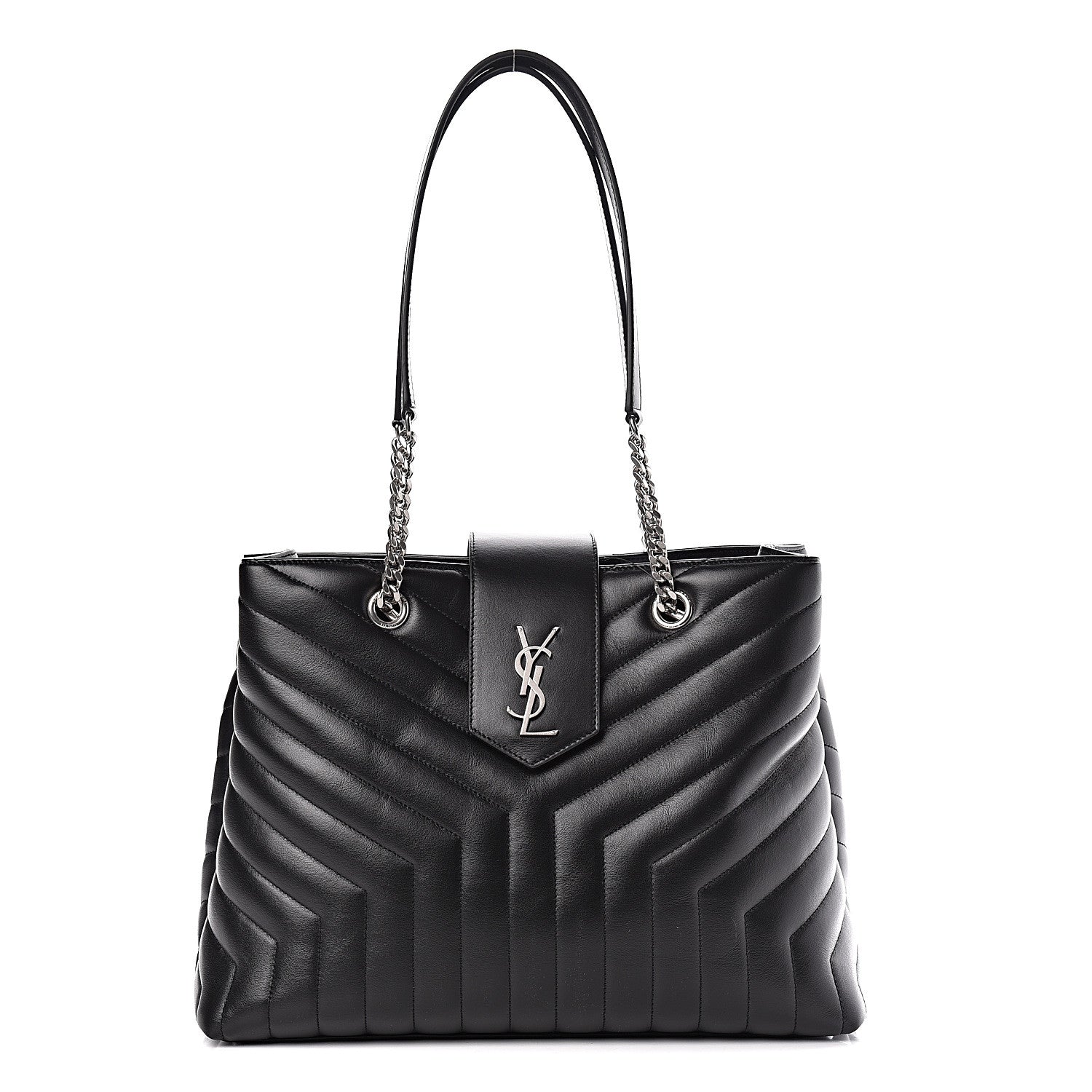Saint Laurent Calfskin Y Quilted Monogram Large Loulou Shopper Black 1 of 10