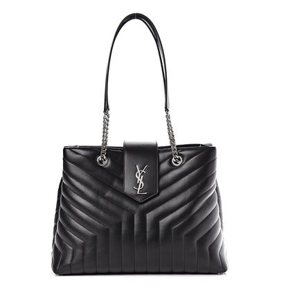 Saint Laurent Calfskin Y Quilted Monogram Large Loulou Shopper Black 1 of 10