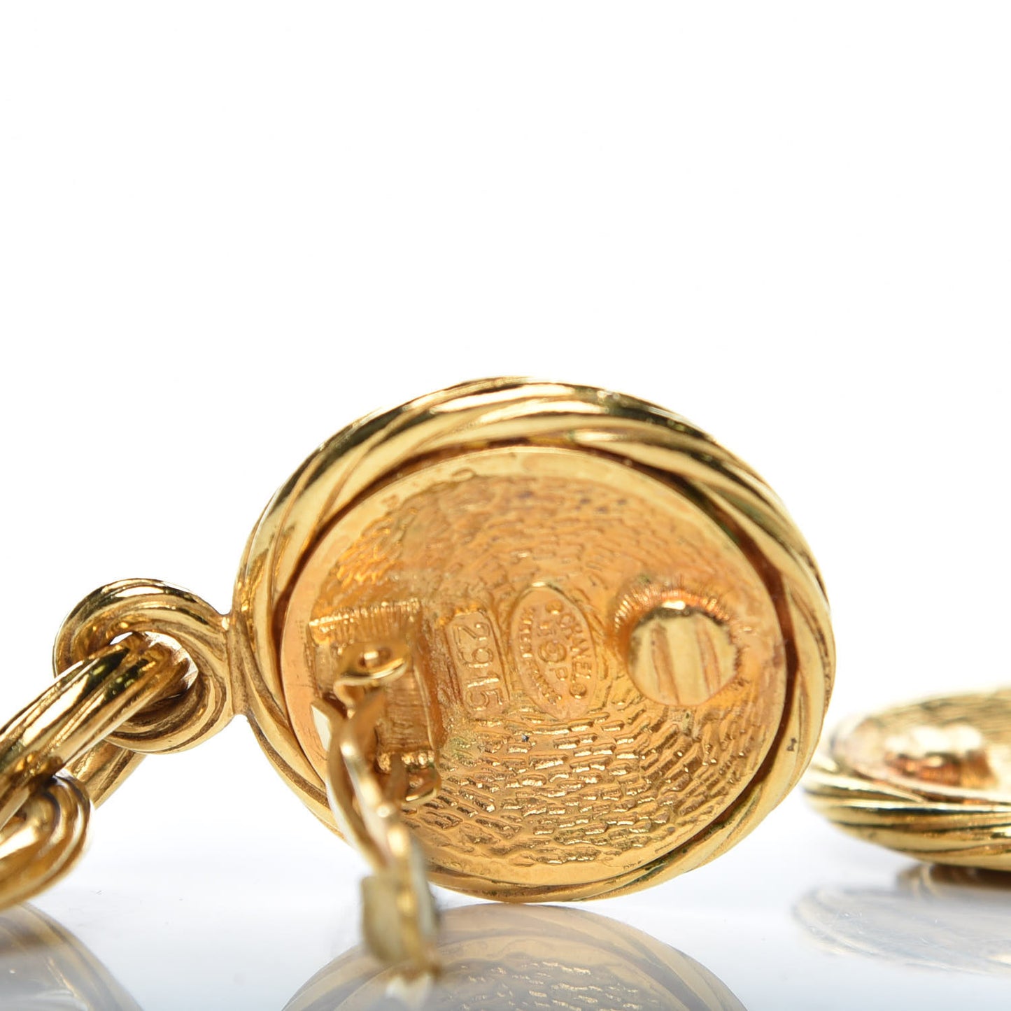 CC Large Drop Clip On Earrings Gold