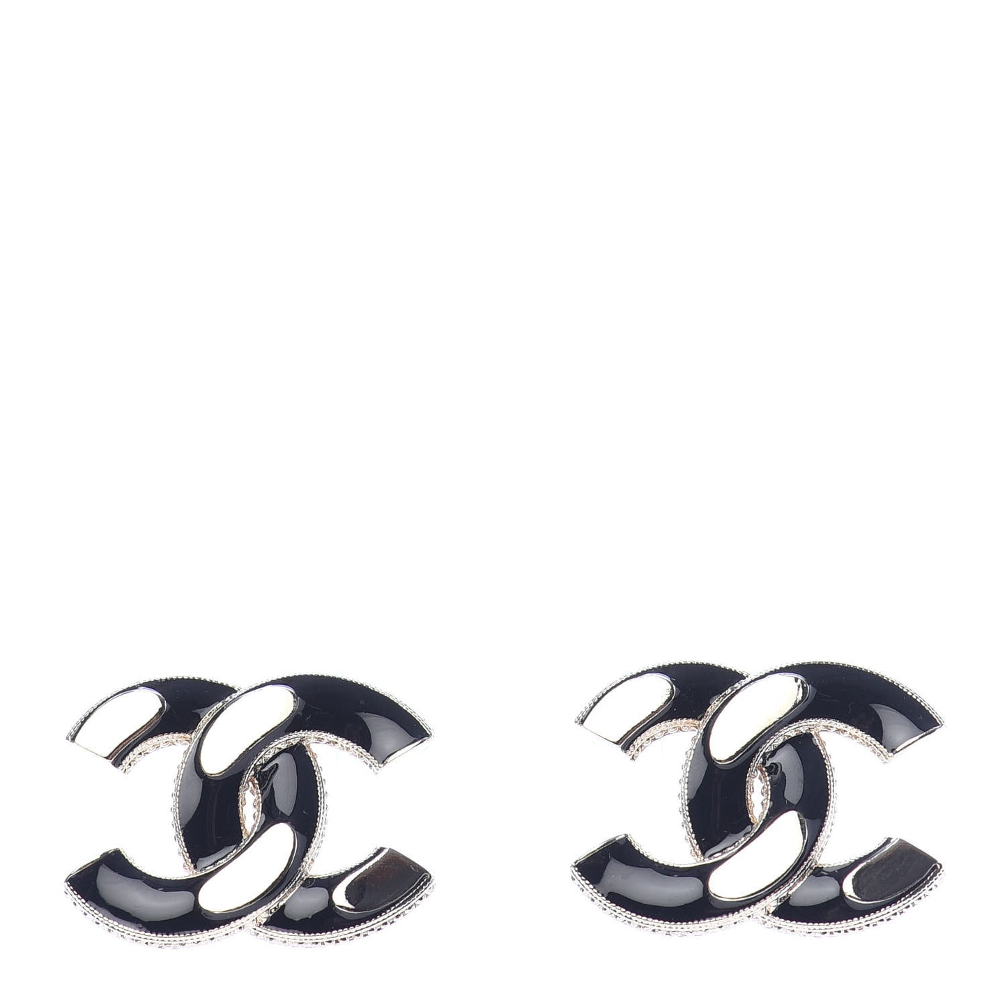 Enamel CC Earrings Black Gold