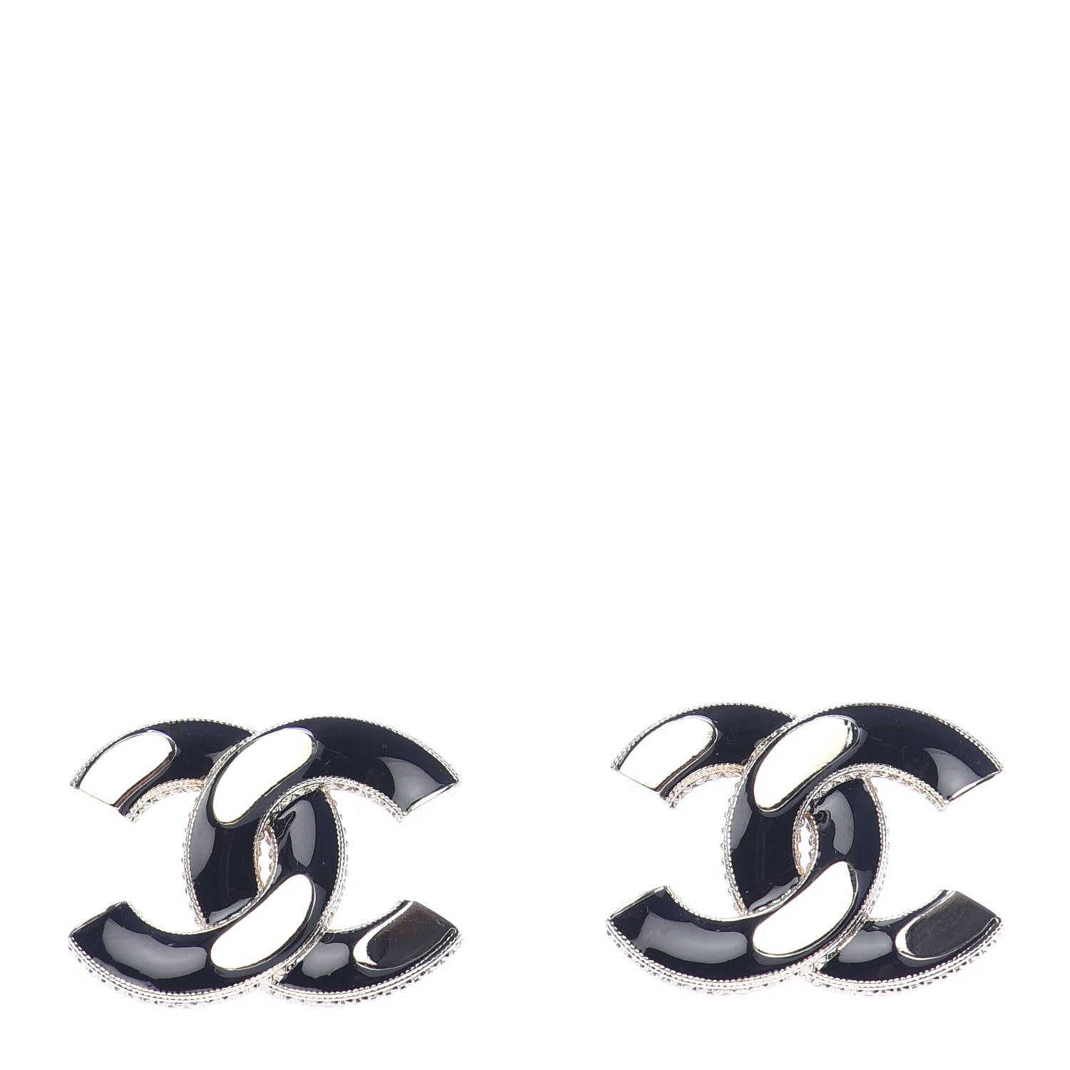 Chanel Enamel CC Earrings Black Gold 1 of 4