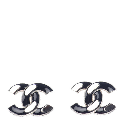 Chanel Enamel CC Earrings Black Gold 1 of 4