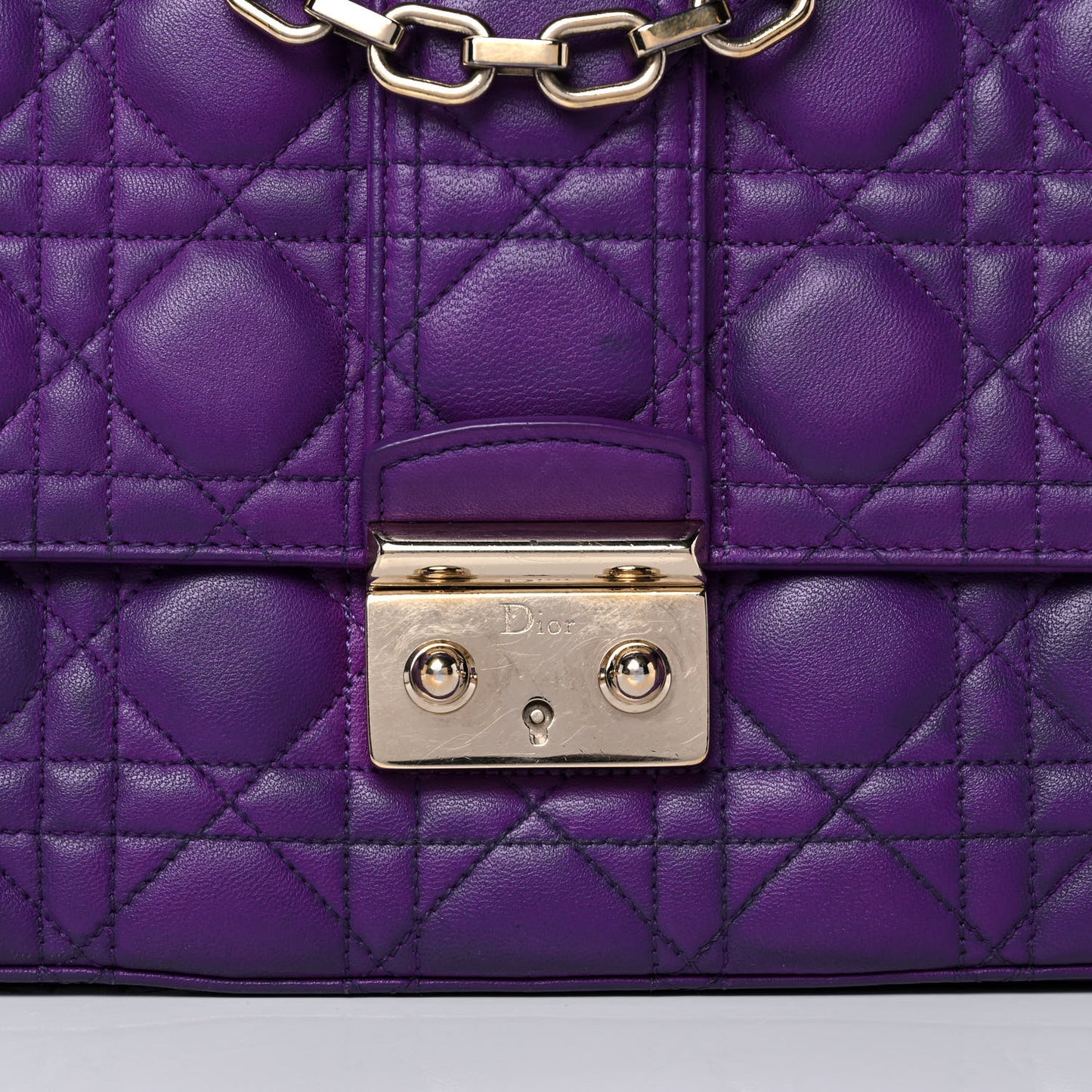 Lambskin Cannage Large Miss Dior Flap Purple