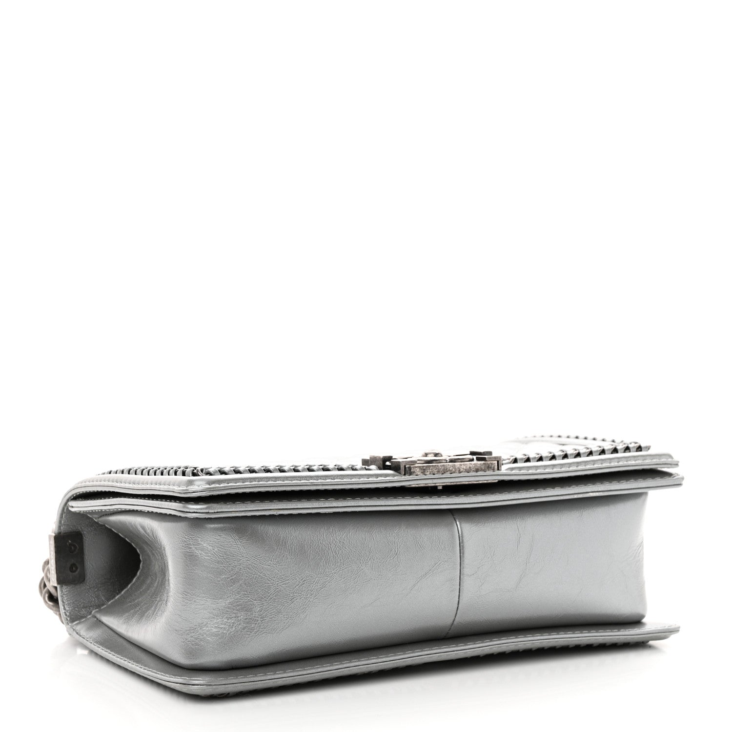 Chanel Metallic Aged Calfskin Quilted Medium Top Handle Boy Flap Silver 4 of 11