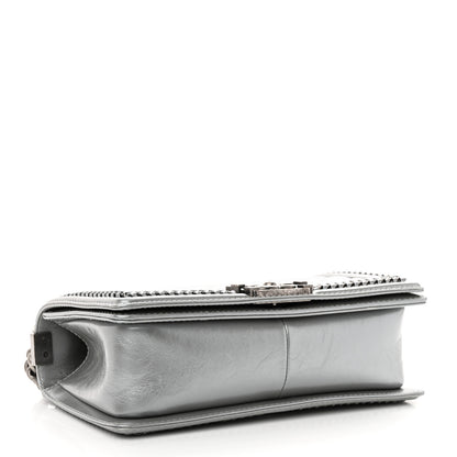 Chanel Metallic Aged Calfskin Quilted Medium Top Handle Boy Flap Silver 4 of 11