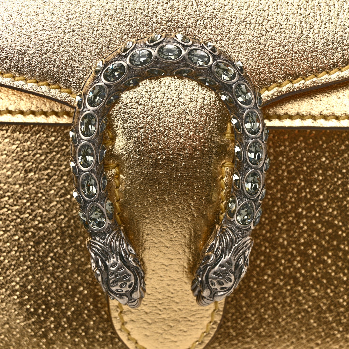 Metallic Textured Calfskin Crystal Small Dionysus Shoulder Bag Gold