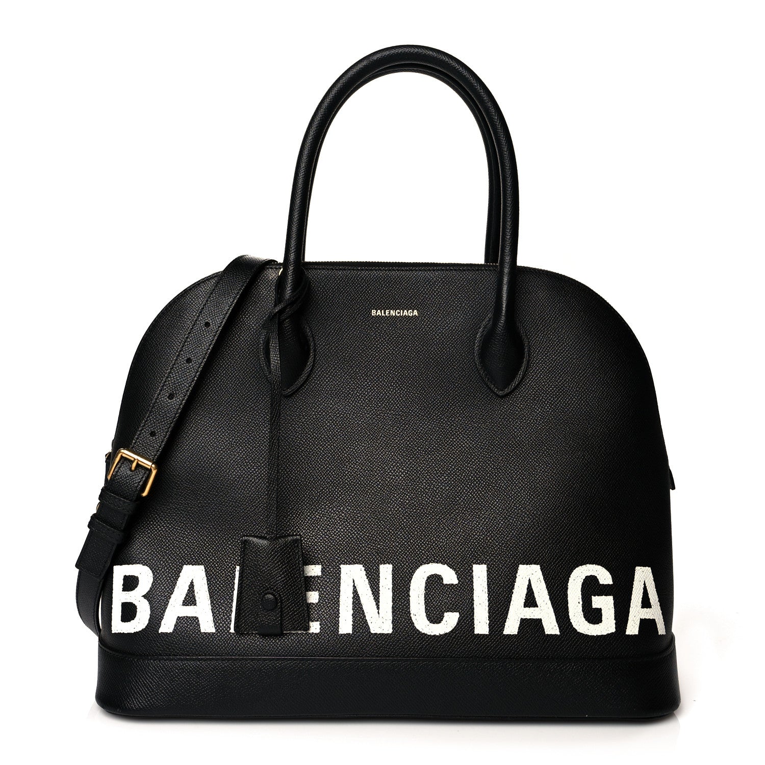 Balenciaga Signature Grained Calfskin Logo M Ville Top Handle Bag Black 1 of 10
