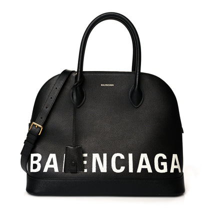 Balenciaga Signature Grained Calfskin Logo M Ville Top Handle Bag Black 1 of 10