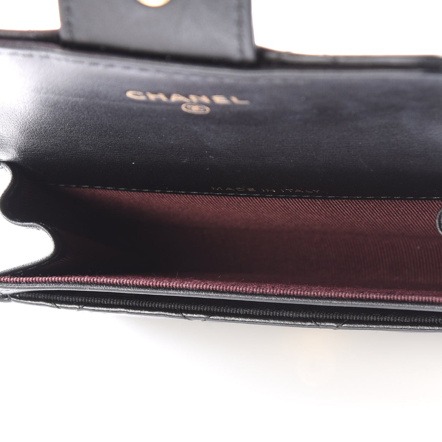 Aged Calfskin Quilted Reissue Flap Card Holder Black