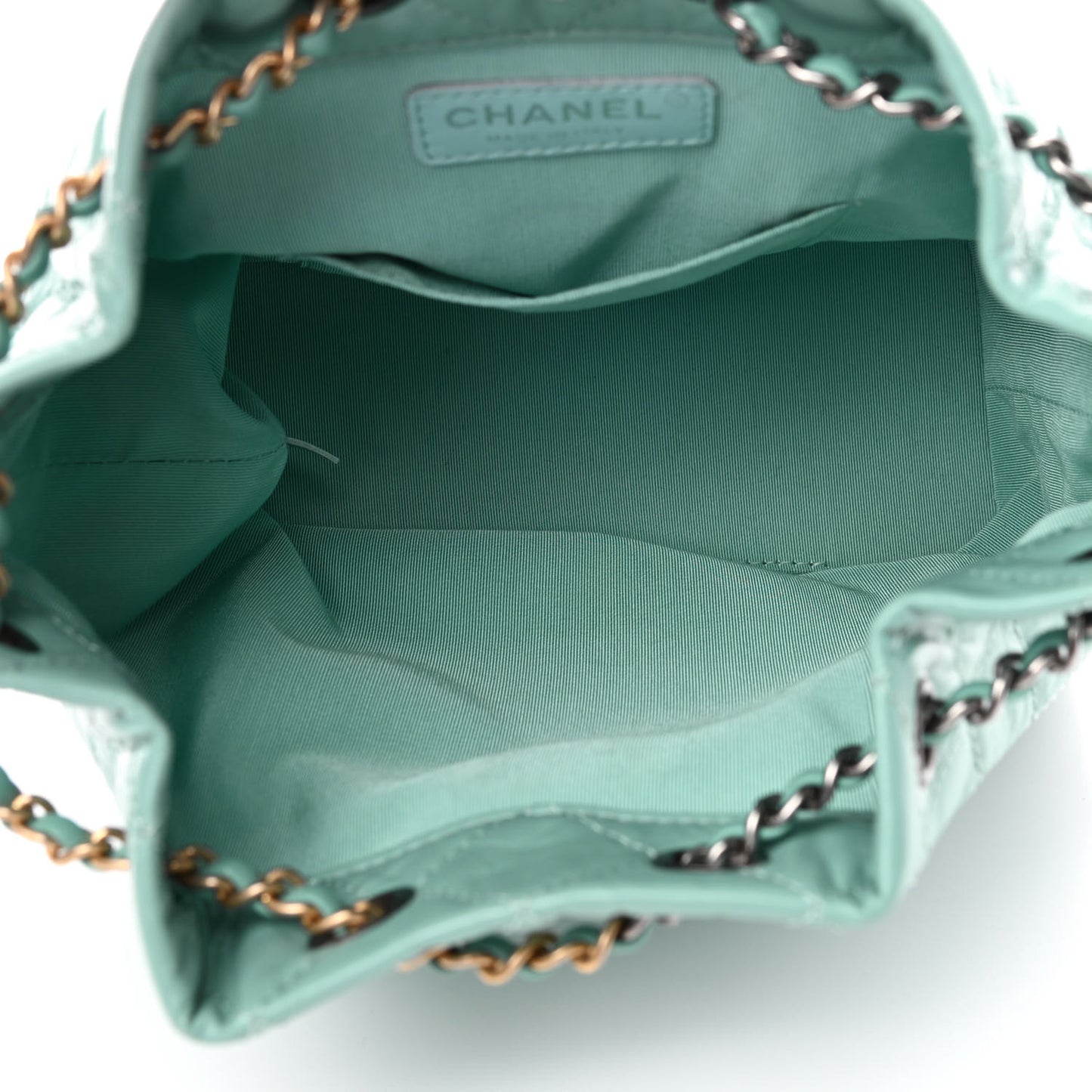 Aged Calfskin Quilted Small Gabrielle Backpack Green