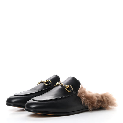 Gucci Calfskin Fur Womens Princetown Slippers 36 Black 3 of 12