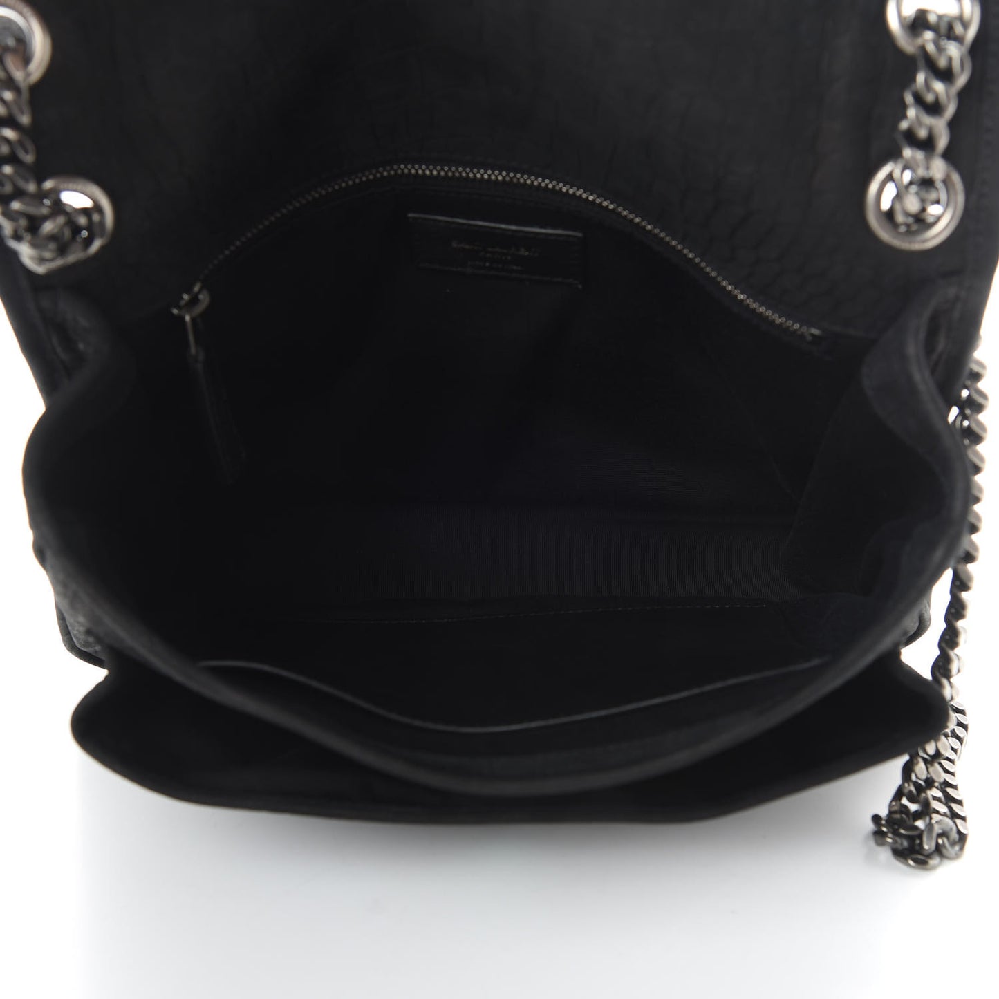 Nubuck Crocodile Embossed Monogram Medium Niki Chain Satchel Black