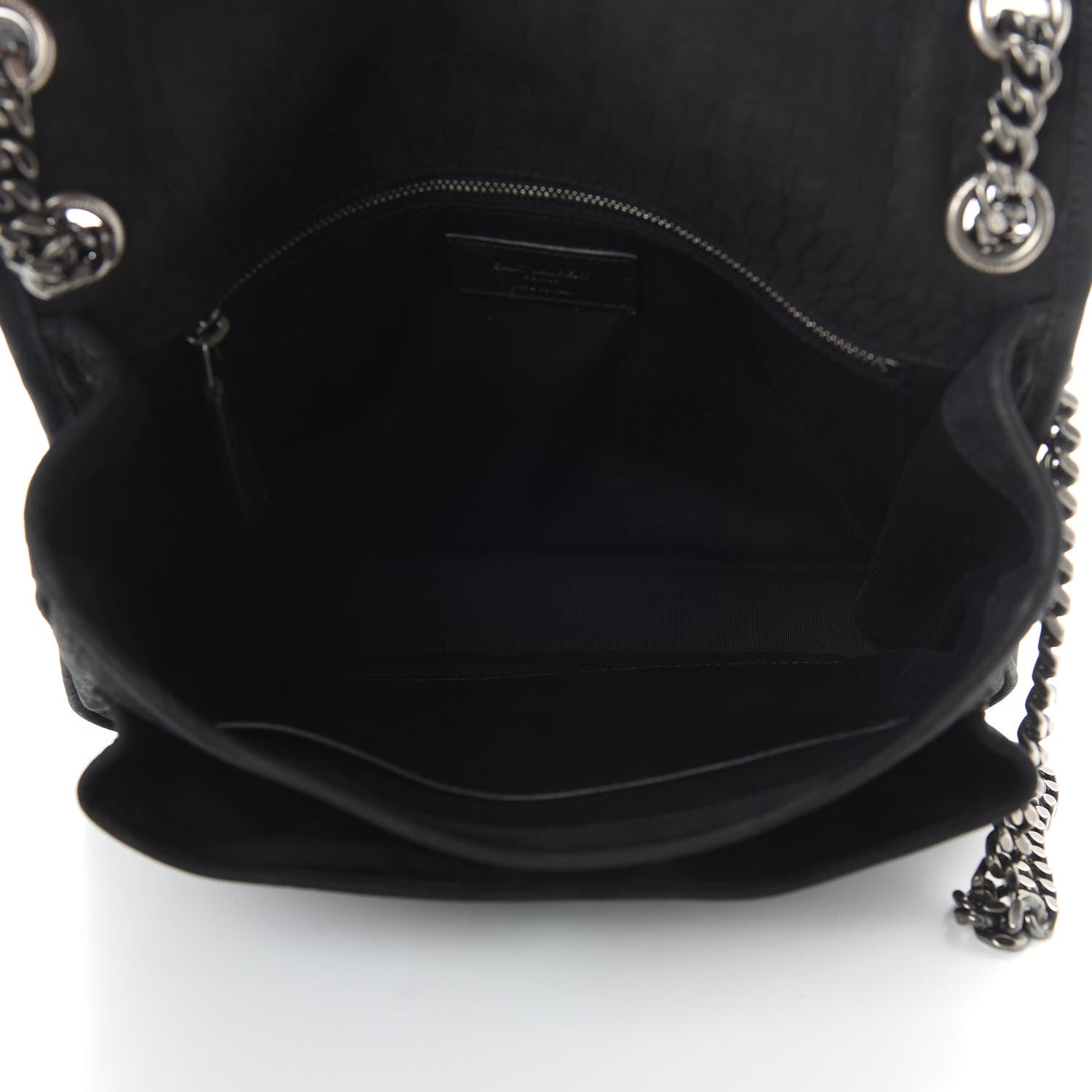 Saint Laurent Nubuck Crocodile Embossed Monogram Medium Niki Chain Satchel Black 6 of 14