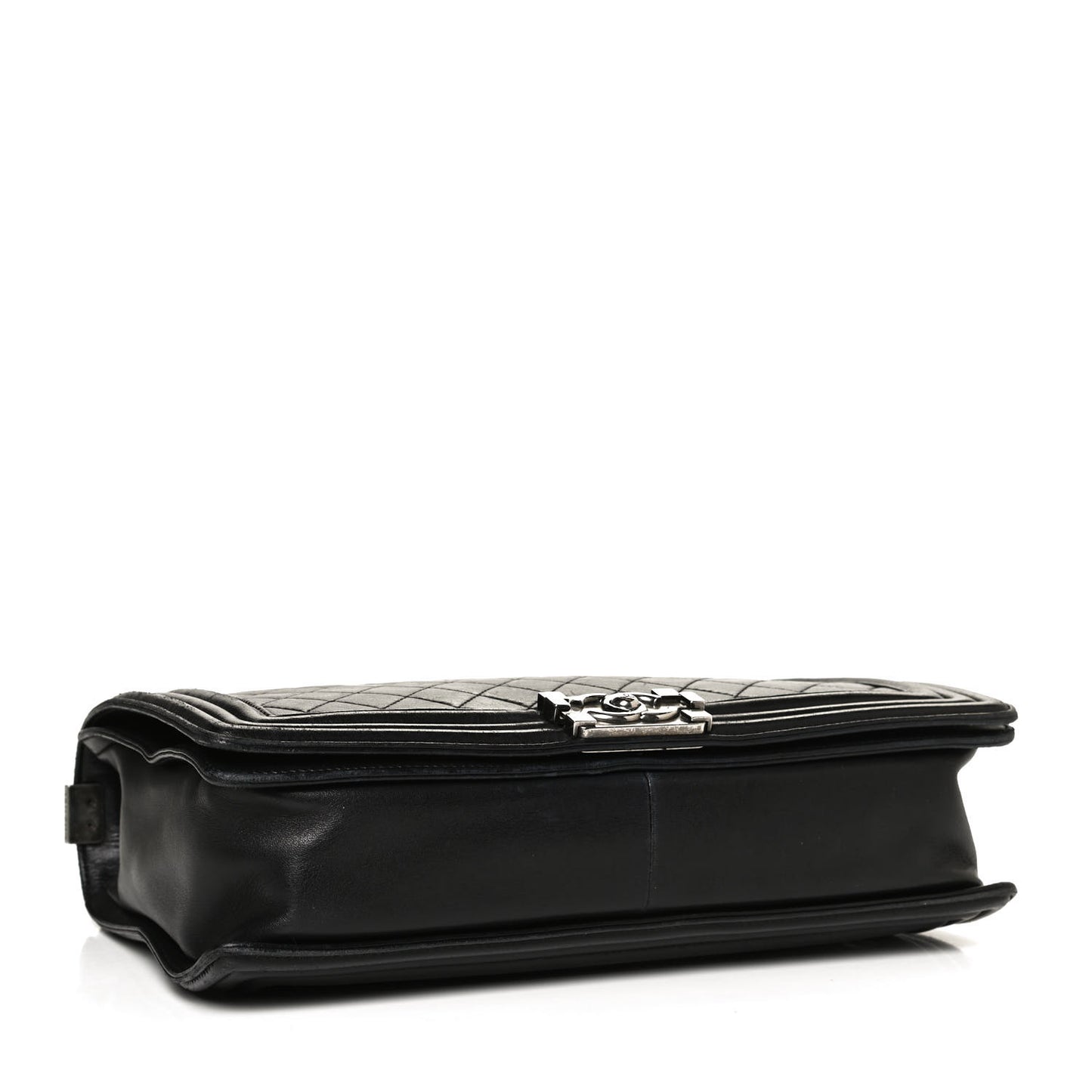 Lambskin Quilted Large Boy Flap Black