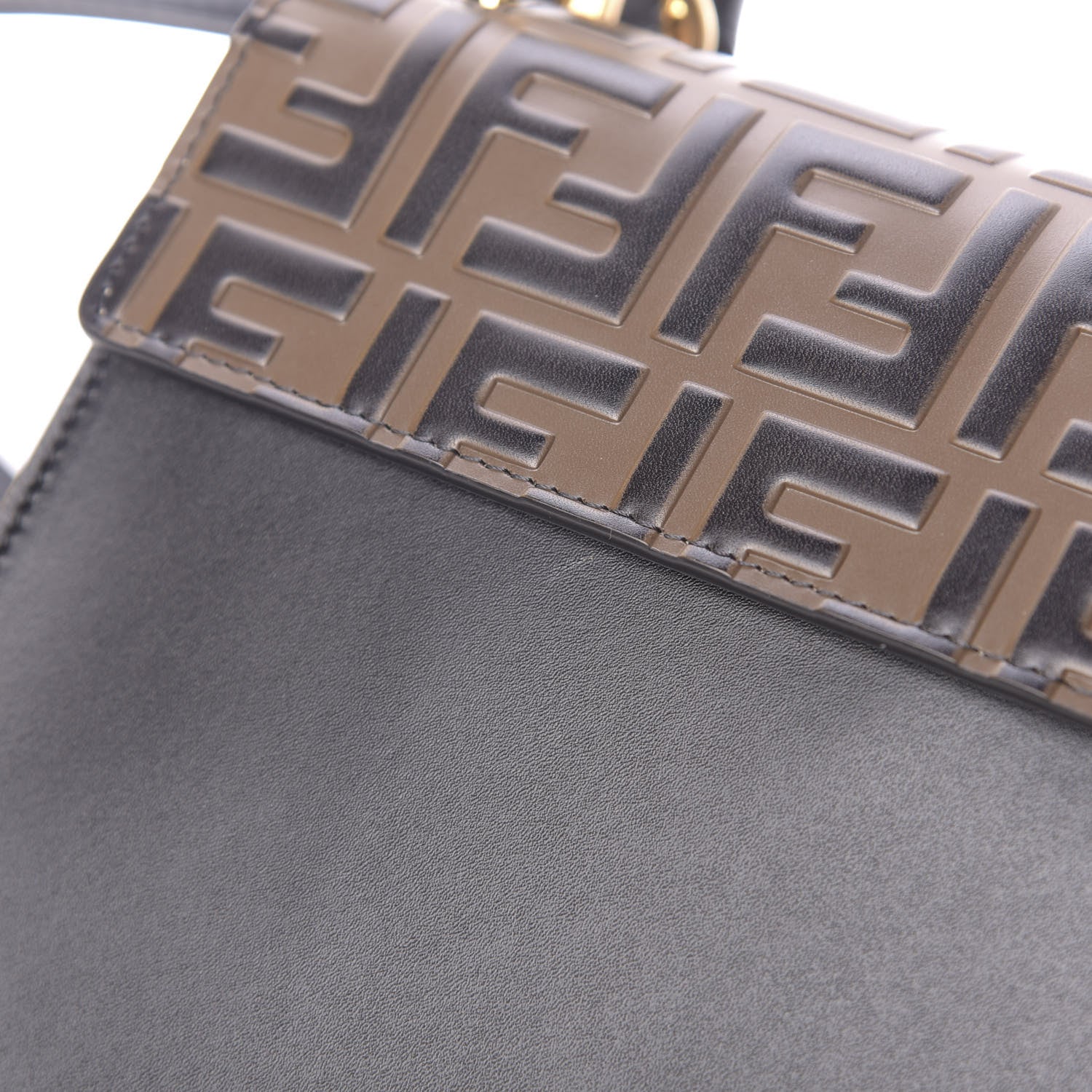 Fendi Vitello Liberty Bi-Color FF 1974 Embossed Kan I Shoulder Bag Black Maya 8 of 12