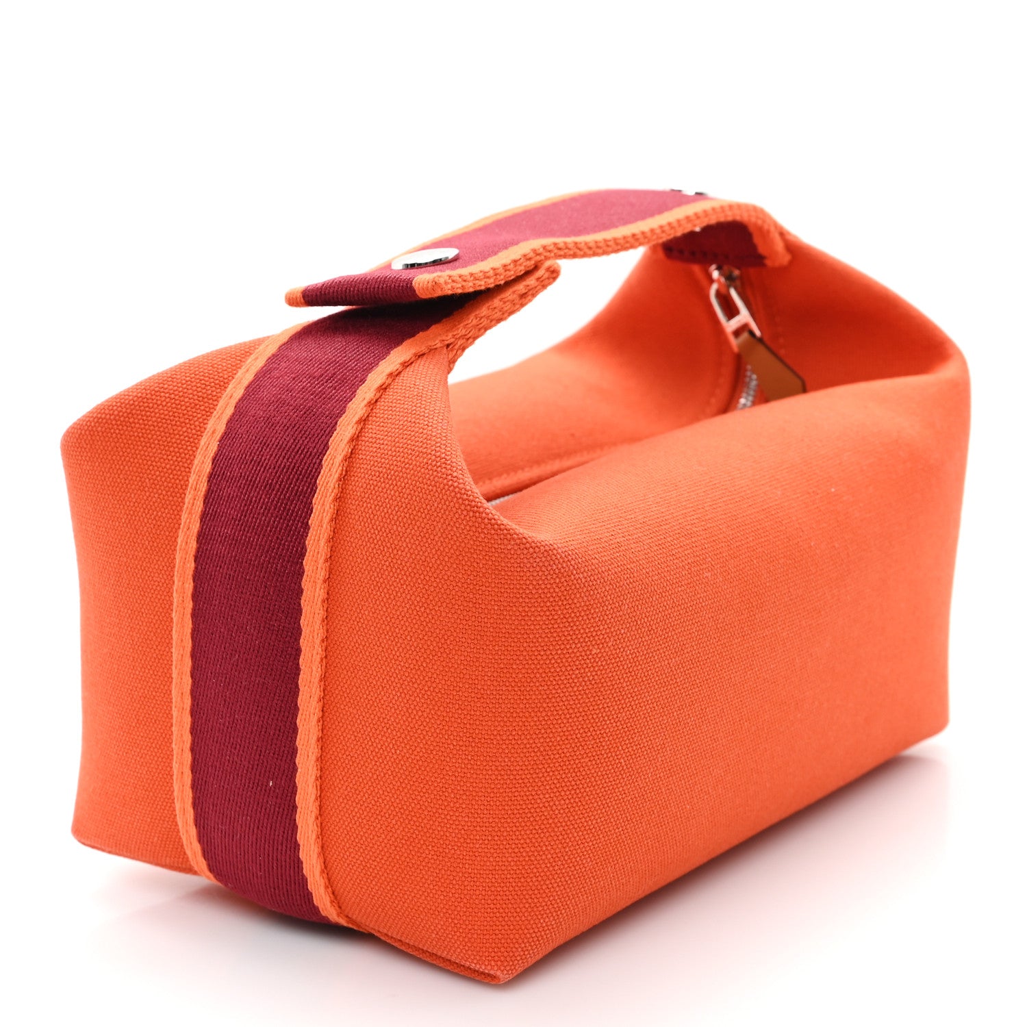 Hermes Canvas Small Bride-A-Brac Pouch Orange Burgundy 3 of 8