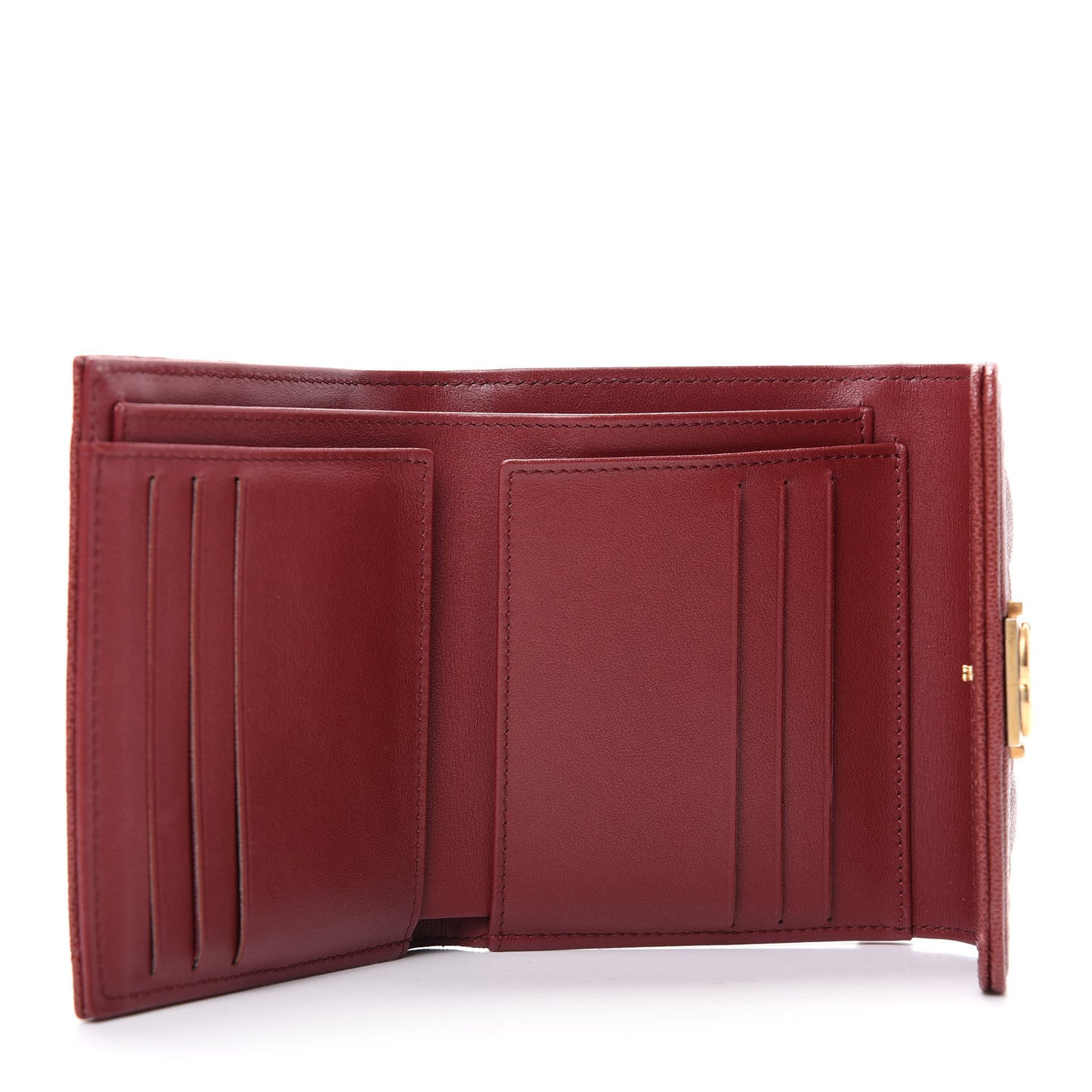 Caviar Quilted Compact Boy Wallet Burgundy