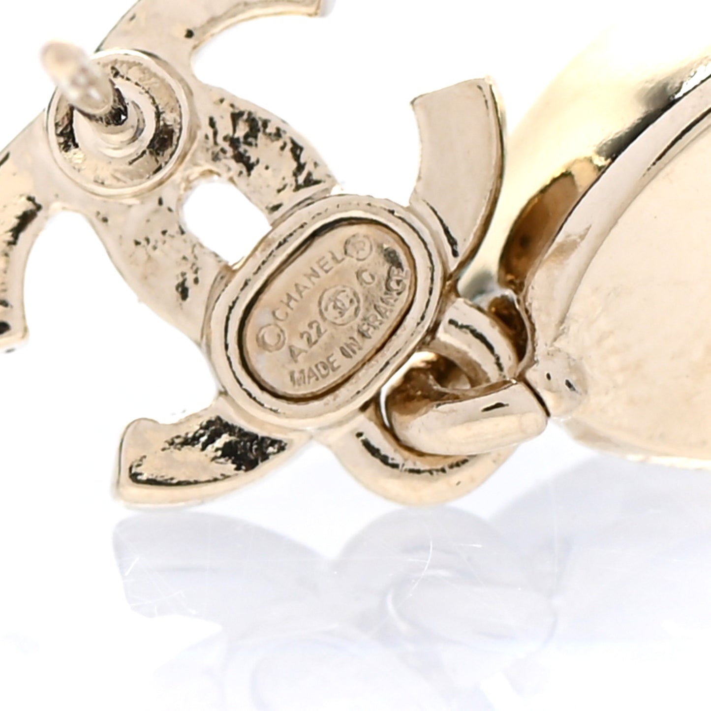 Crystal CC Tear Drop Earrings Gold