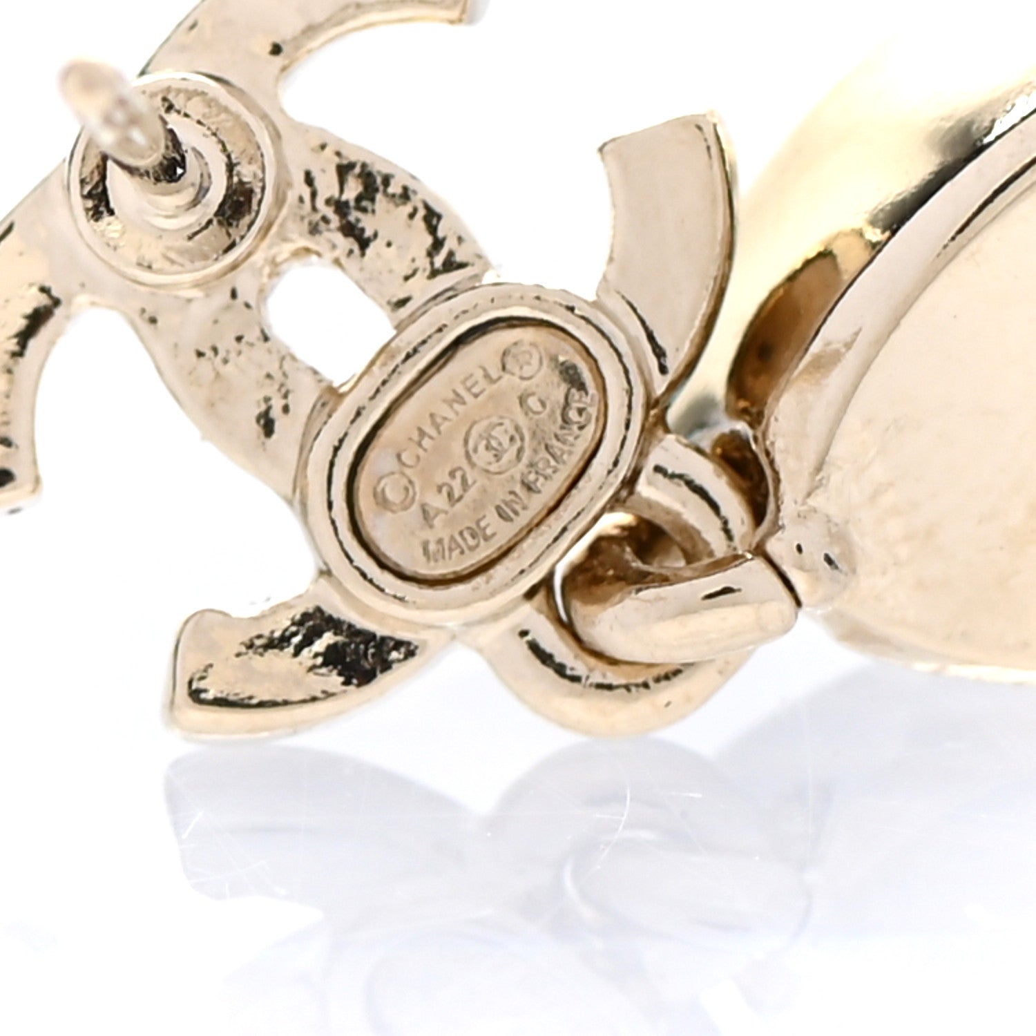 Chanel Crystal CC Tear Drop Earrings Gold 4 of 5