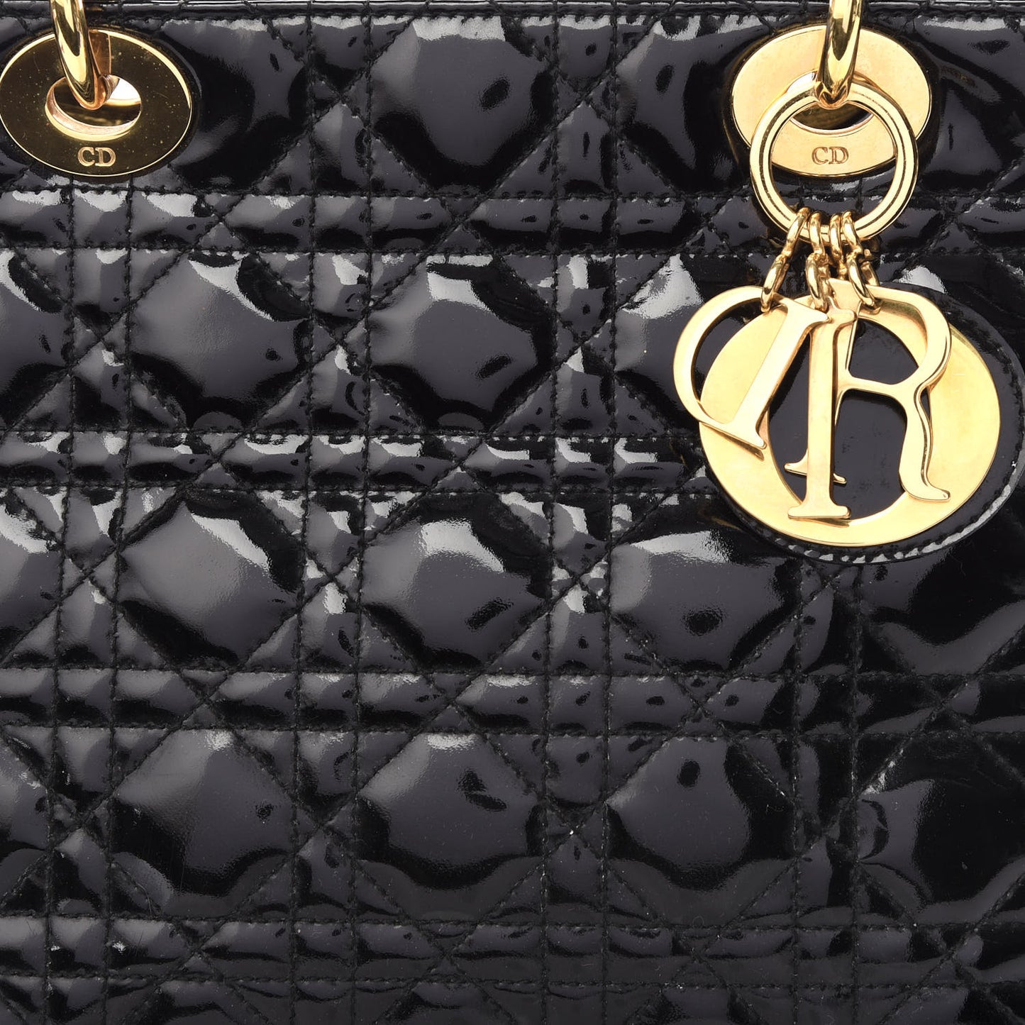 Patent Cannage Medium Lady Dior Black