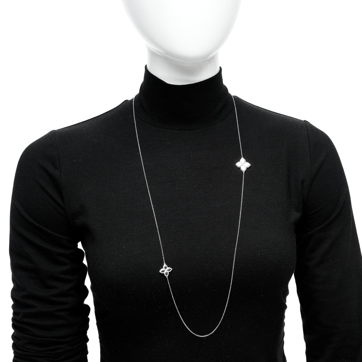 18K White Gold Love in Verona Flower Necklace