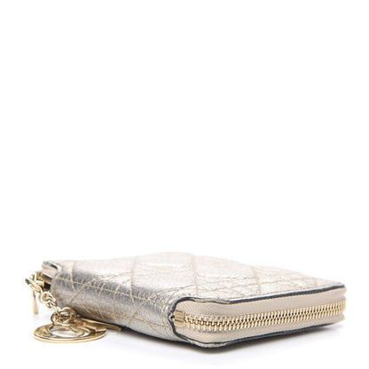 Christian Dior Metallic Calfskin Cannage Lady Dior Medium Wallet Gold 3 of 10