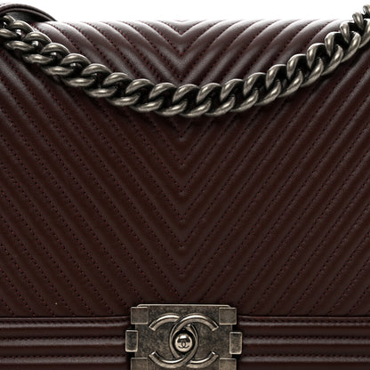 Chanel Calfskin Chevron Quilted New Medium Boy Flap Burgundy 5 of 13