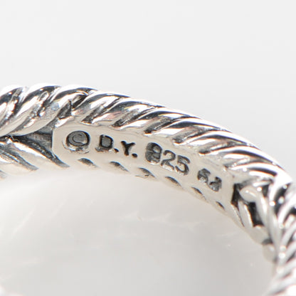 David Yurman Sterling Silver Diamond Chalcedony 7mm Petite Albion Ring 52 6 4 of 5