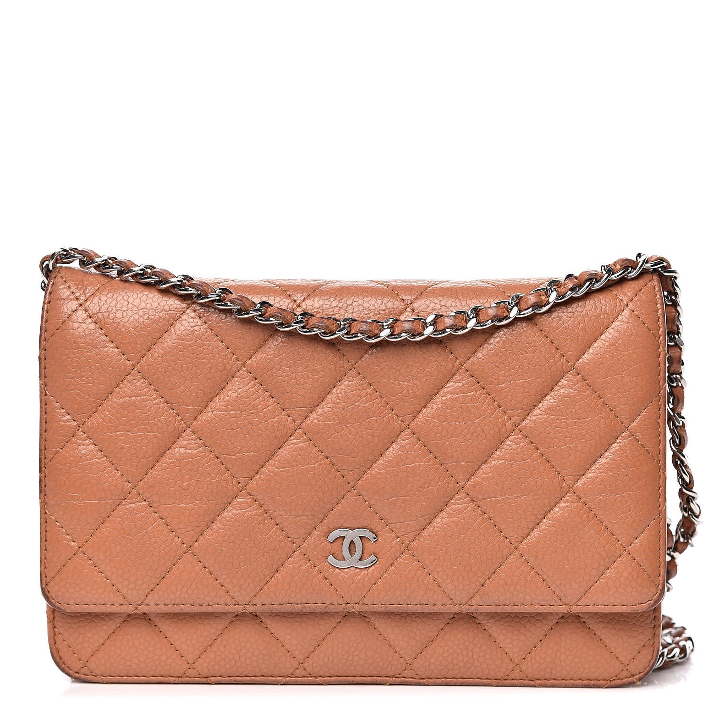 Caviar Quilted Wallet On Chain WOC Tan