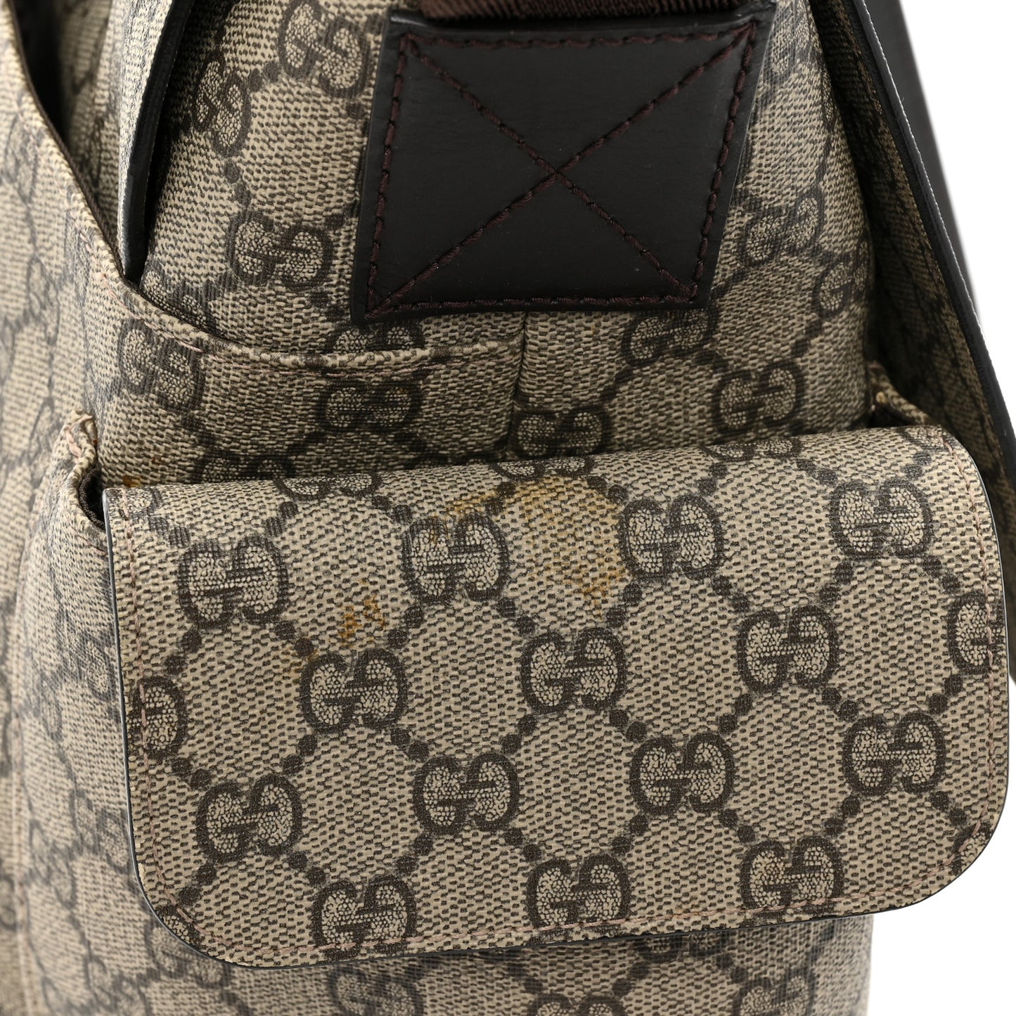 GG Plus Monogram Messenger Diaper Bag Dark Brown