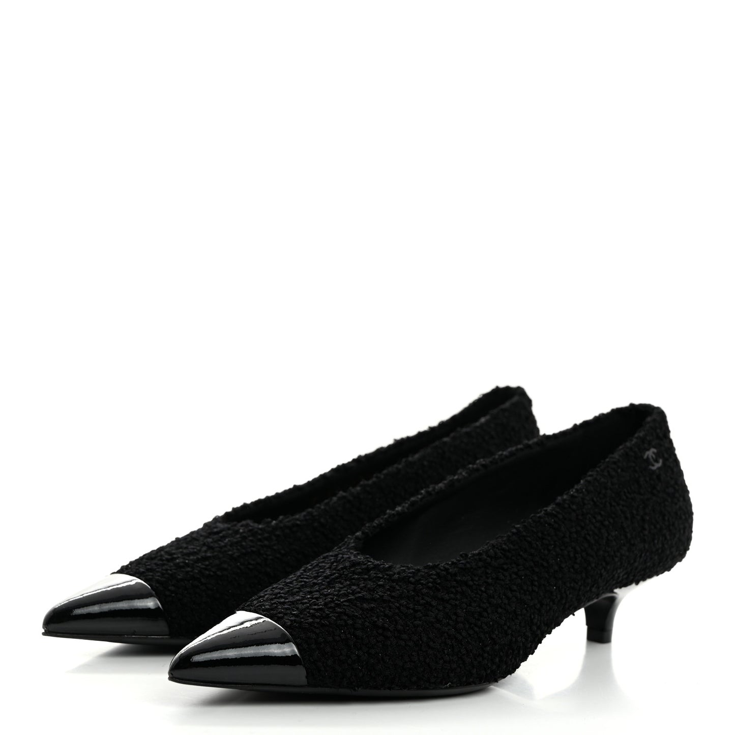 Tweed Patent Calfskin Pumps 37.5 Black