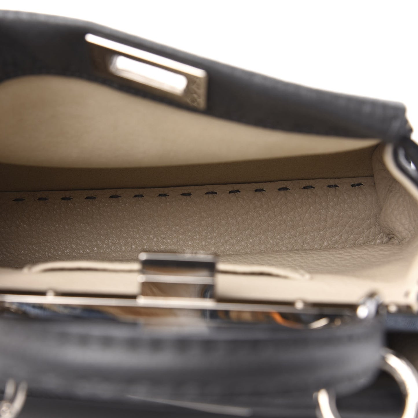 Cuoio Romano Selleria Bi-Color Mini Peekaboo Iconic Satchel Asfalto Latte