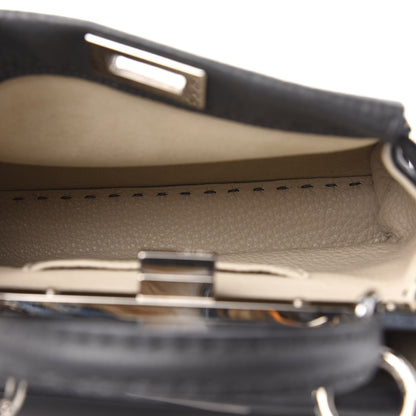 Fendi Cuoio Romano Selleria Bi-Color Mini Peekaboo Iconic Satchel Asfalto Latte 5 of 10