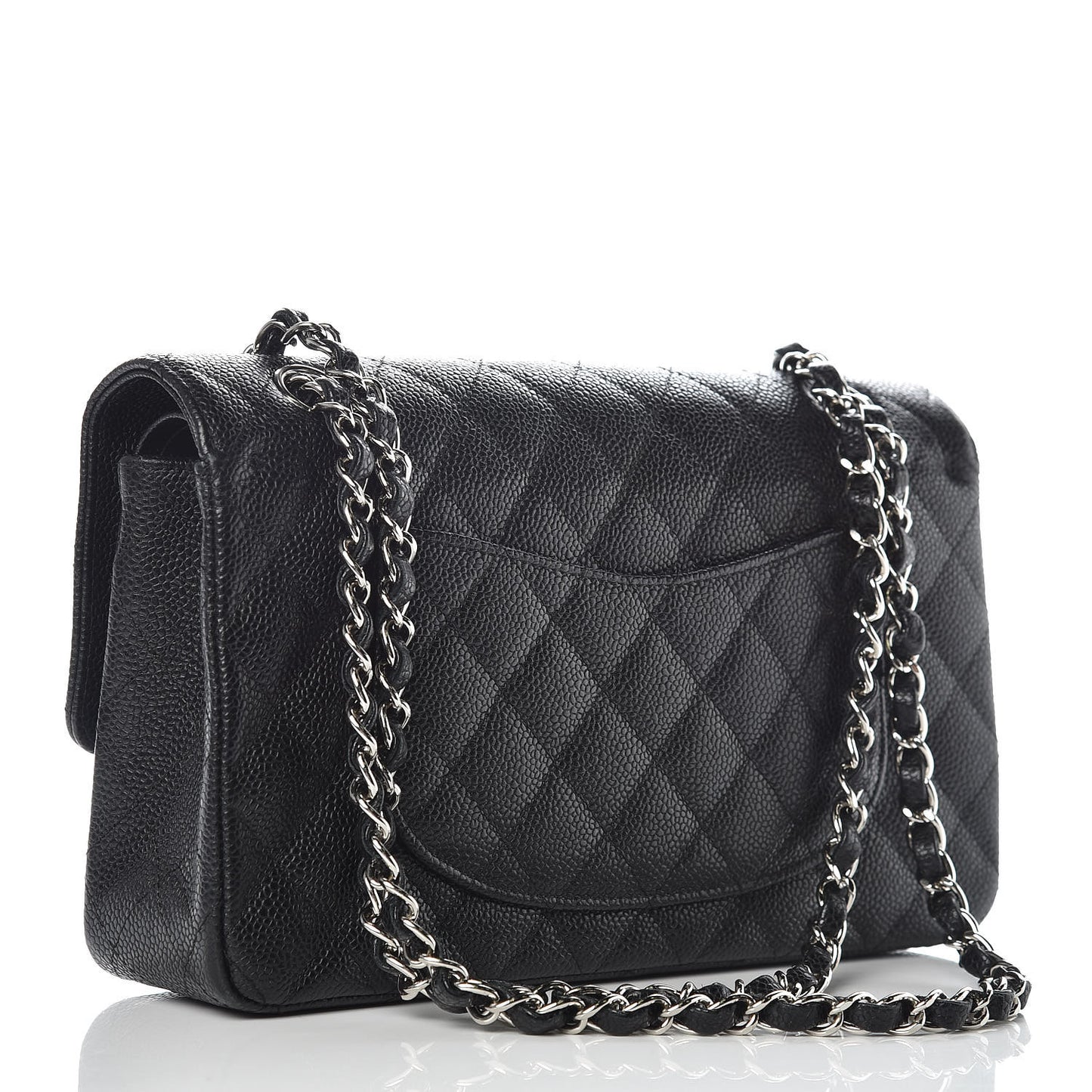 Caviar Quilted Medium Double Flap Black