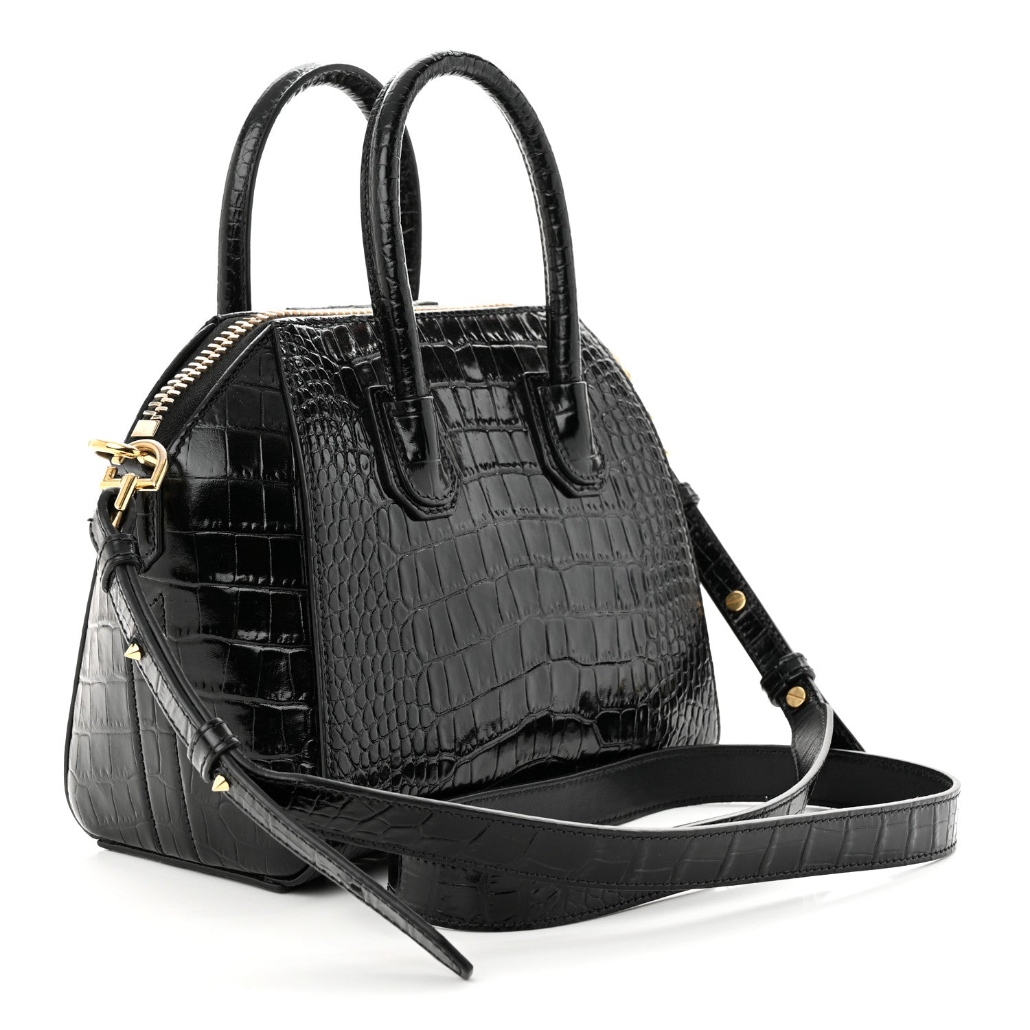 Givenchy Calfskin Crocodile Embossed Mini Antigona Black 3 of 13