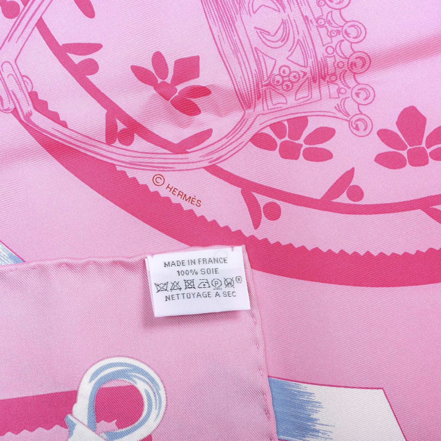 Hermes Silk Etriers Remix Scarf 90 Rose Jaune Vert 2 of 3