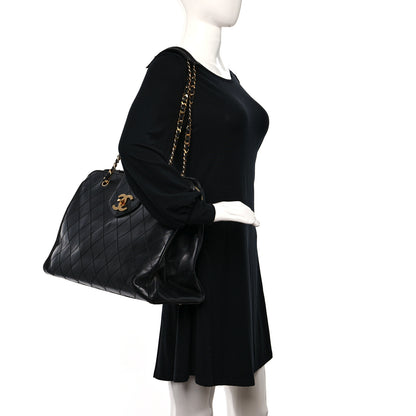 Chanel Calfskin Stitched XL Weekender Black 2 of 17