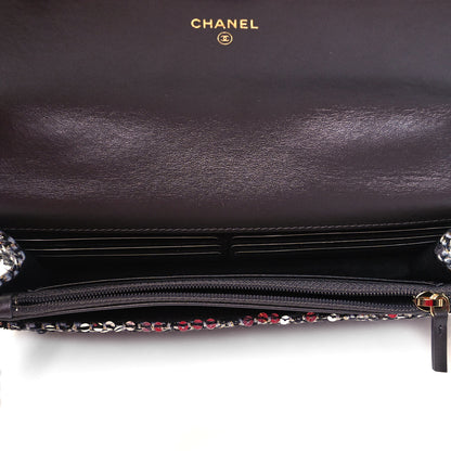 Chanel Sequin Quilted Chanel 19 Wallet On Chain WOC Silver 4 of 8