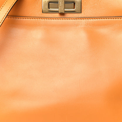 Fendi Vitello Morgan Shiny Nappa Medium Peekaboo Iconic Satchel Giallo Syrup Tobacco Black 8 of 14
