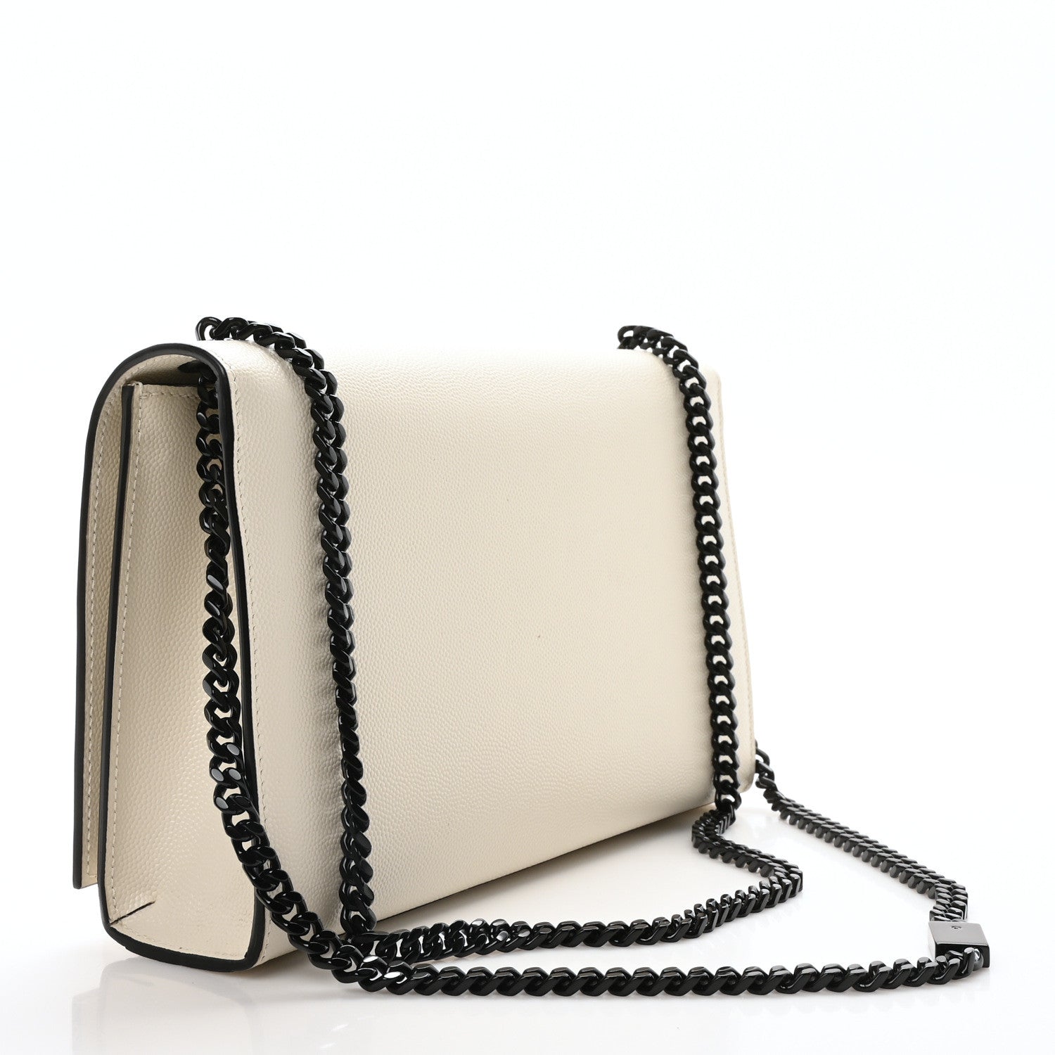 Saint Laurent Grain De Poudre Medium Classic Monogram Kate Satchel Porcellana Black 3 of 9