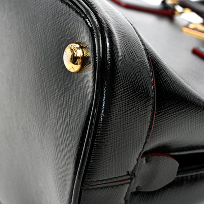 Prada Saffiano Vernice Small Promenade Tote Black Rosso 10 of 13