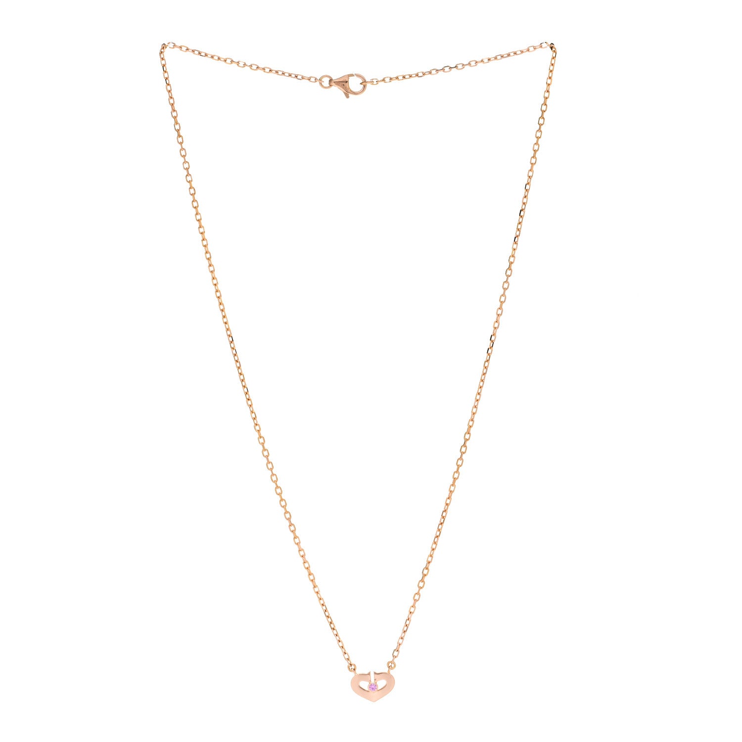 Cartier 18K Pink Gold Pink Sapphire XS Hearts and Symbols Necklace 3 of 5