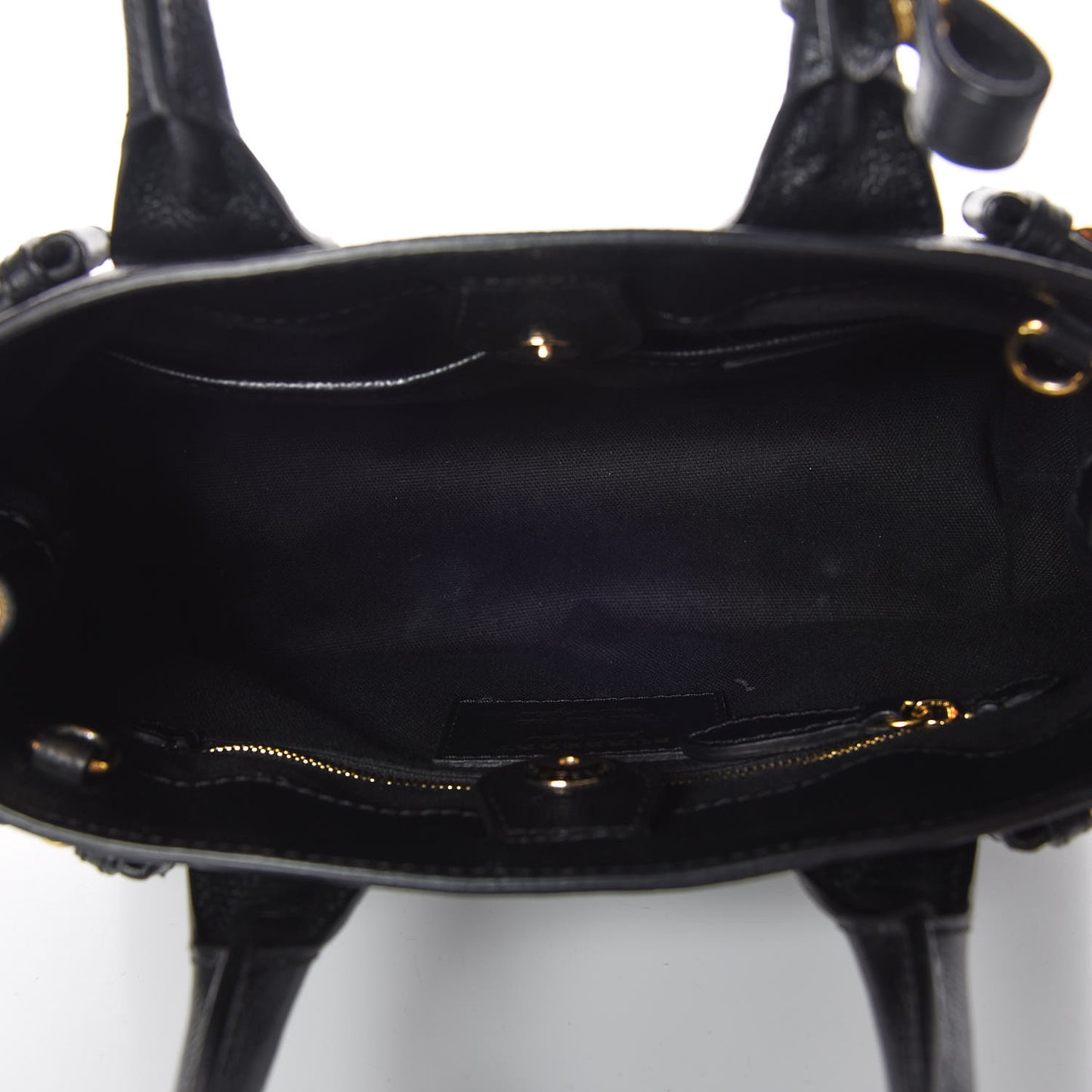 Grainy Calfskin House Check Small Banner Tote Black